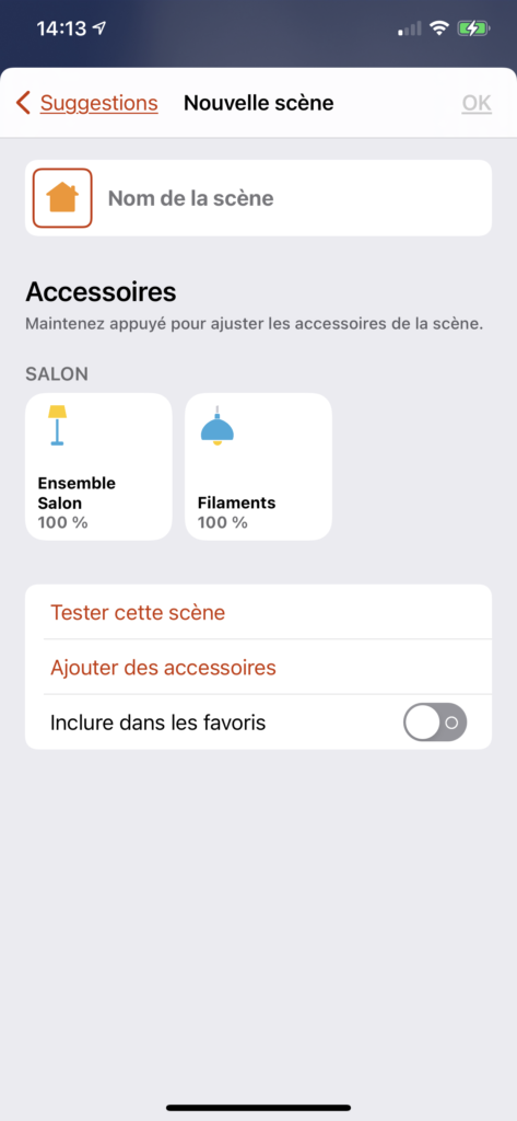 Créer Scène Homekit lumière