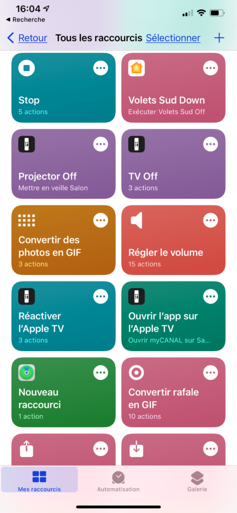 Page de garde de l'application Apple Raccourcis