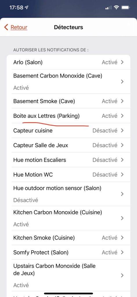 Paramétrer les notifications Homekit