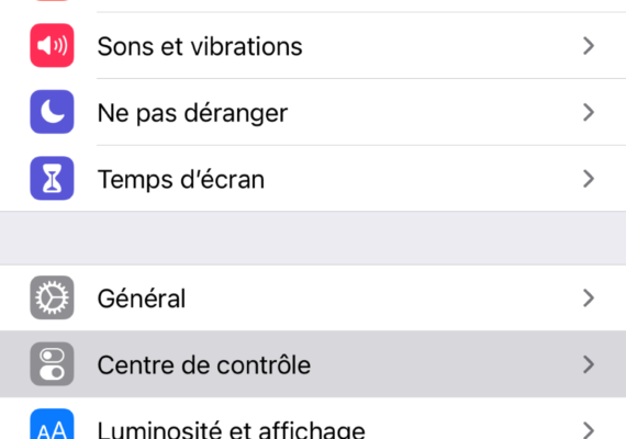 Réglages Centre de Contrôle IOS Réglages Centre de Contrôle IOS