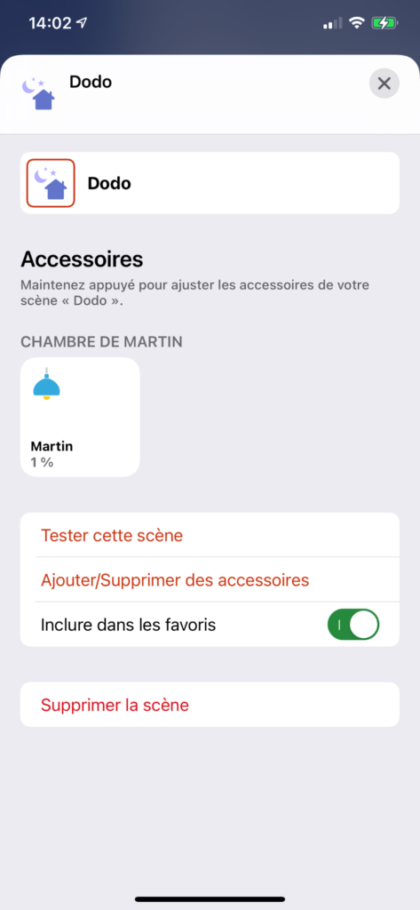 Scène Homekit Veilleuse Enfant