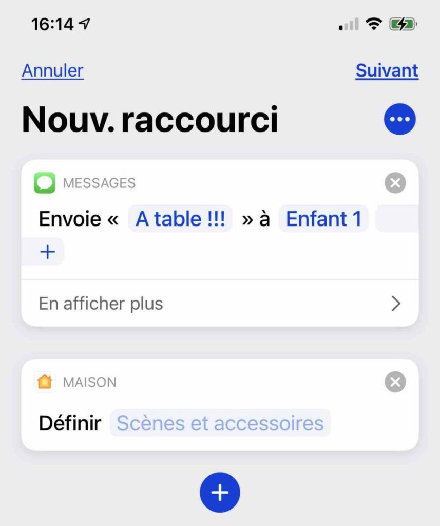 Raccourci Apple Homekit A table 7